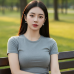 Áo cotton xám ôm dáng hoàn hảo cho ngày hè năng động giữa công viên xanh mát