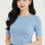 Tốp ngắn màu xanh nhạt tôn vẻ đẹp thanh lịch của cô gái Á Đông 22 tuổi