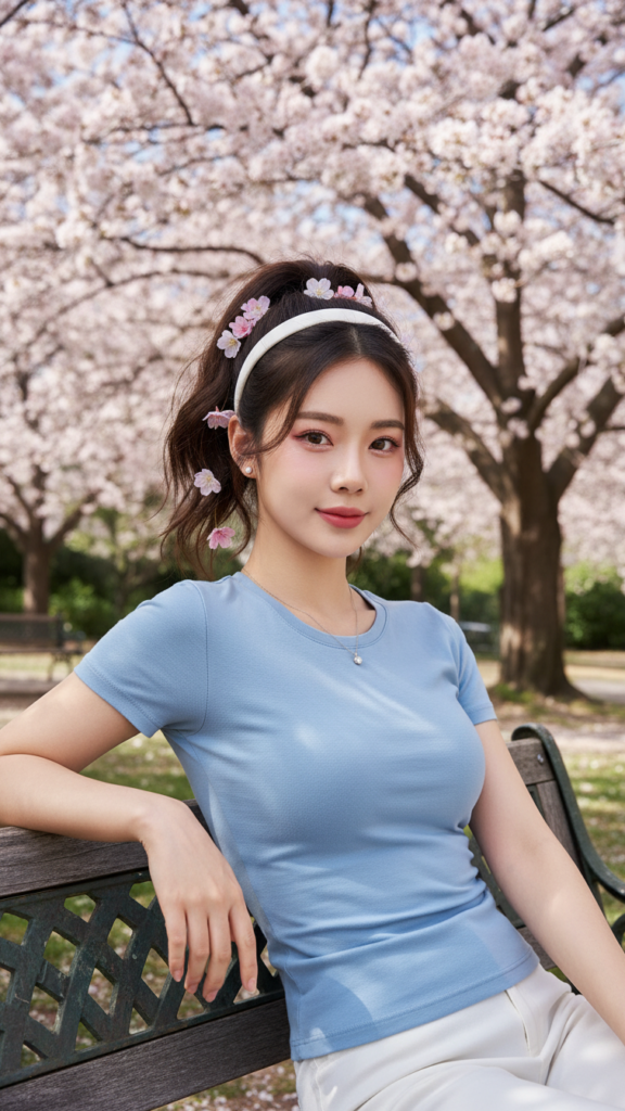 Sắc xanh nhẹ nhàng cùng phong cách tươi trẻ giữa mùa hoa anh đào