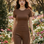 Áo sơ mi nâu cotton ngắn tay: phong cách trẻ trung giữa thiên nhiên tươi đẹp