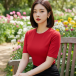 Blouse đỏ tuyệt đẹp cho nàng 20 tuổi nổi bật giữa cảnh thiên nhiên tươi sáng