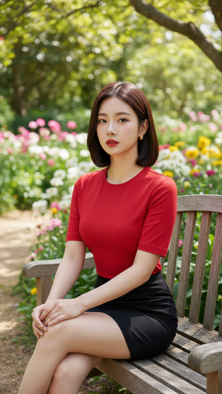 Blouse đỏ tuyệt đẹp cho nàng 20 tuổi nổi bật giữa cảnh thiên nhiên tươi sáng