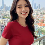 Chic áo blouse đỏ cho phong cách năng động giữa lòng phố thị sôi động