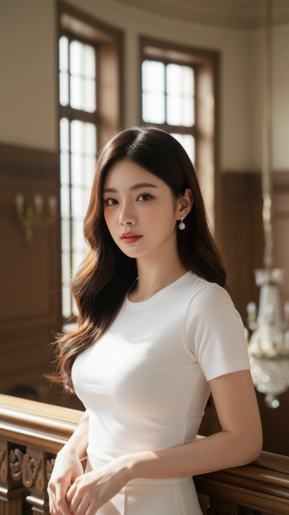 Tỏa sáng phong cách thời trang với áo cotton trắng trong không gian cổ điển