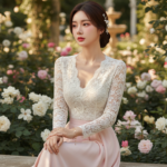 Lên đồ thanh lịch với áo blouse ren trắng giữa khu vườn tuyệt đẹp