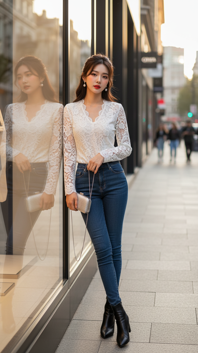 Thời trang thanh lịch với áo blouse ren trắng cho cô nàng thành phố năng động