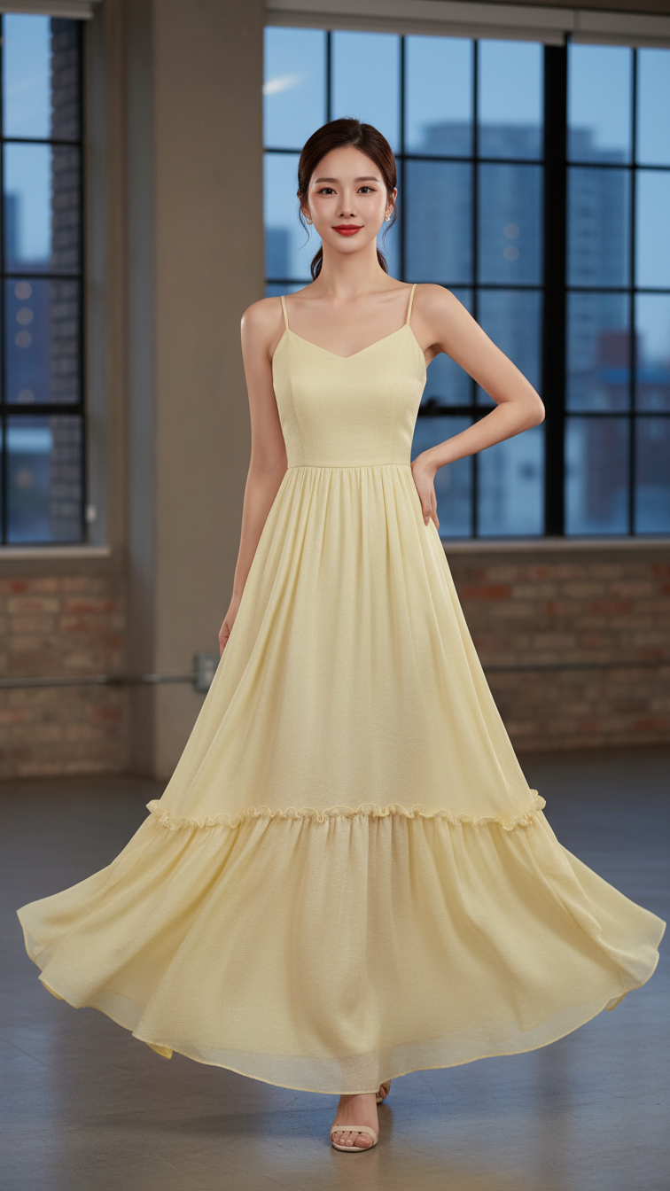 Xoá tan mọi lo lắng với chiếc đầm vàng nhẹ nhàng tinh tế cho mùa hè trong phố
