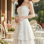 Sang trọng và tinh tế với chân váy trắng cho mùa hè tươi mới tại quán cà phê ngoài trời