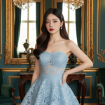 Đầm xòe xanh dương tinh tế cho cô nàng tự tin tỏa sáng giữa không gian sang trọng