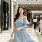 Chiêm ngưỡng vẻ đẹp tinh tế trong bộ váy xòe giữa trung tâm mua sắm sôi động