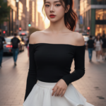 Chân dung trẻ trung trên phố sang trọng với phong cách thời trang hiện đại