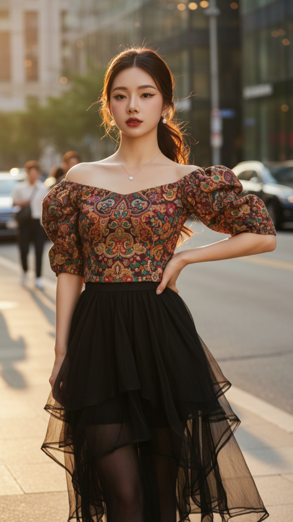 Chân dung cô gái trẻ với phong cách thanh lịch và sự tự tin trên phố đô thị