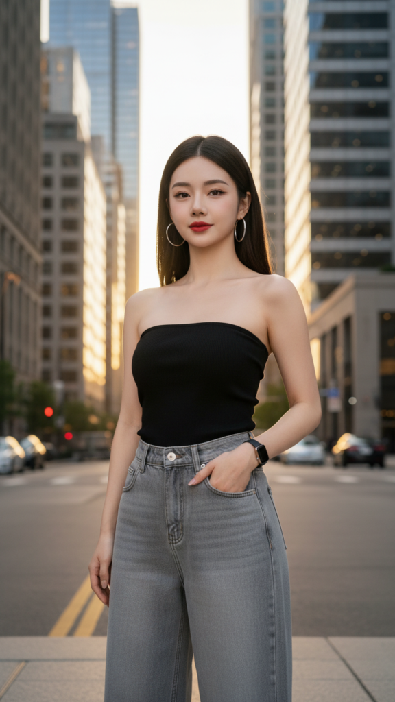 Xem mẫu thời trang với quần jeans baggy màu xám thanh lịch cho các bạn trẻ năng động