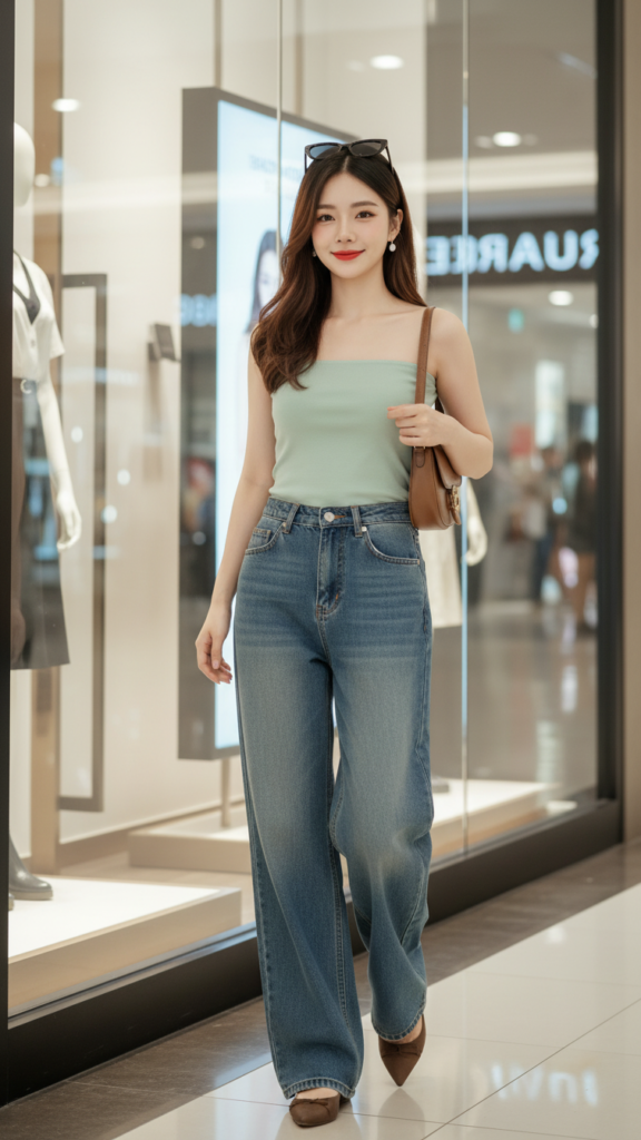 Tạo chân dung trẻ trung với phong cách thời trang denim tại trung tâm mua sắm sang trọng