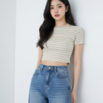 Chân dung cô gái trẻ trong trang phục jeans dáng rộng thanh lịch và tự tin