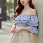 Chân dung sắc nét của cô gái trẻ trong bộ đồ thời trang trên phố hiện đại