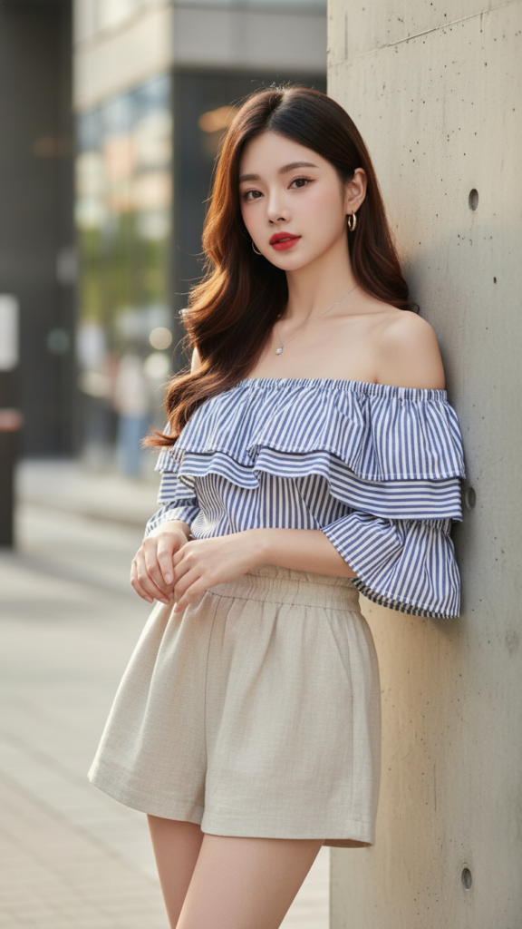 Chân dung sắc nét của cô gái trẻ trong bộ đồ thời trang trên phố hiện đại