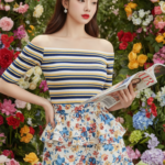 Chân dung thời trang thanh lịch giữa vườn hoa rực rỡ 4K HDR đẹp mắt