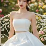 Chân dung cô gái trẻ giữa vườn hoa nắng vàng đầy lôi cuốn và tự tin