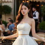 Chân dung cô gái trẻ đẹp tại quán cà phê sang trọng với phong cách quyến rũ