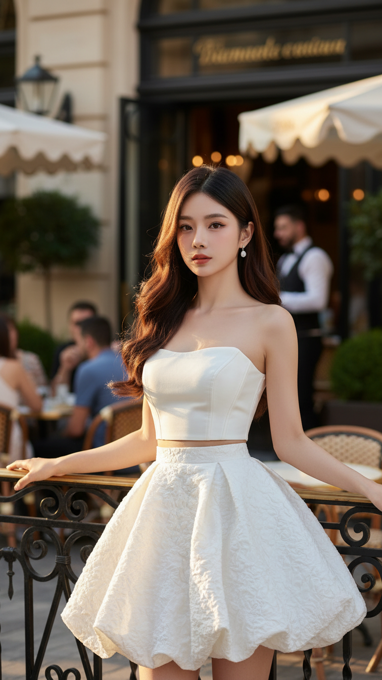 Chân dung cô gái trẻ đẹp tại quán cà phê sang trọng với phong cách quyến rũ