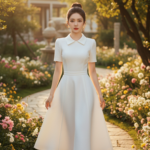 Chân dung thanh lịch của cô gái trẻ giữa khung cảnh vườn tược tuyệt đẹp