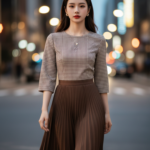 Chân dung thanh lịch của cô gái trẻ trong trang phục tinh tế giữa phố phường đô thị