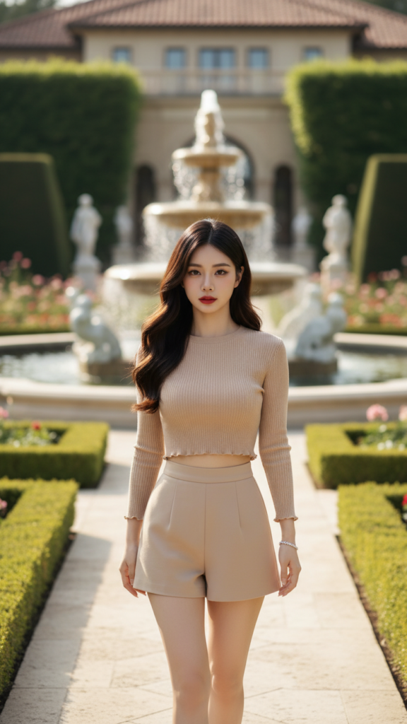 Chân dung người phụ nữ trẻ nổi bật giữa khu vườn sang trọng mùa hè