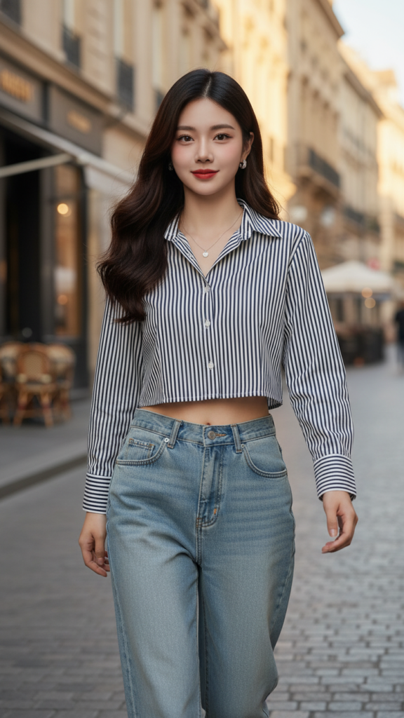 Chân dung trẻ trung với phong cách thời trang đương đại trên phố sang trọng