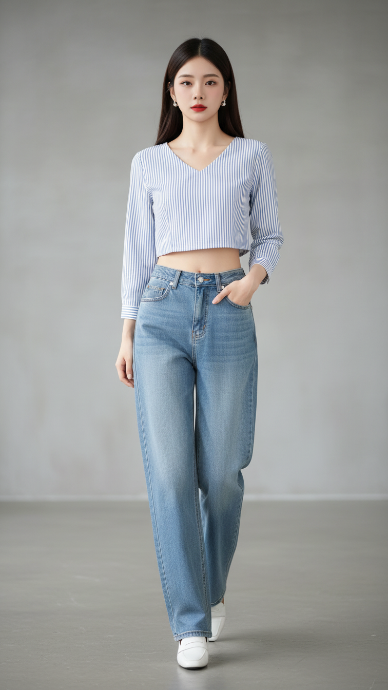 Chân dung thời trang thanh lịch của cô gái trẻ trong bối cảnh tối giản hiện đại