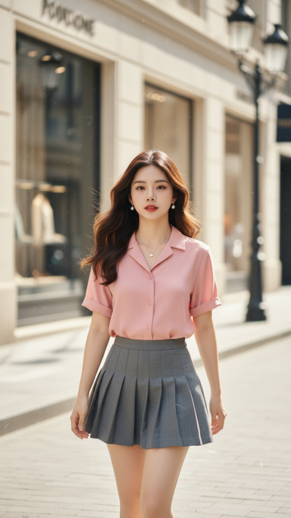 Nàng mẫu tự tin với phong cách hiện đại trong bộ trang phục thanh lịch trên phố đô thị