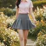 Chân dung nữ thanh niên trong vườn yên bình với phong cách thời trang trẻ trung