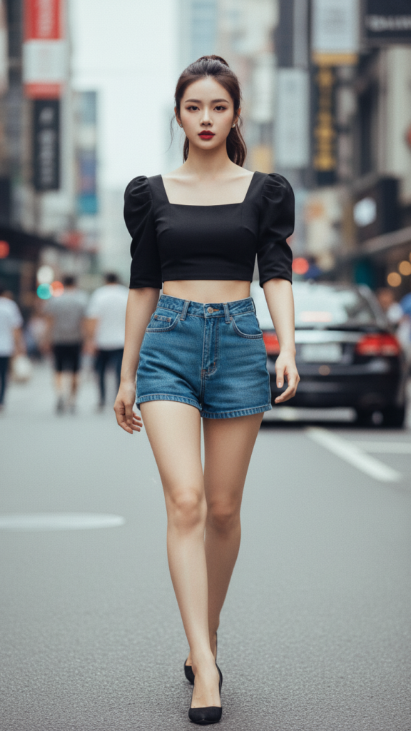 Tạo chân dung đẹp của cô gái trẻ với trang phục thời thượng trên phố đô thị