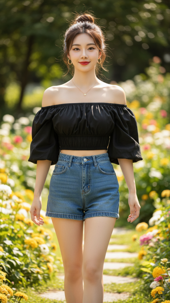 Chân dung tự nhiên của cô gái trẻ giữa vườn nắng với phong cách thời trang ấn tượng