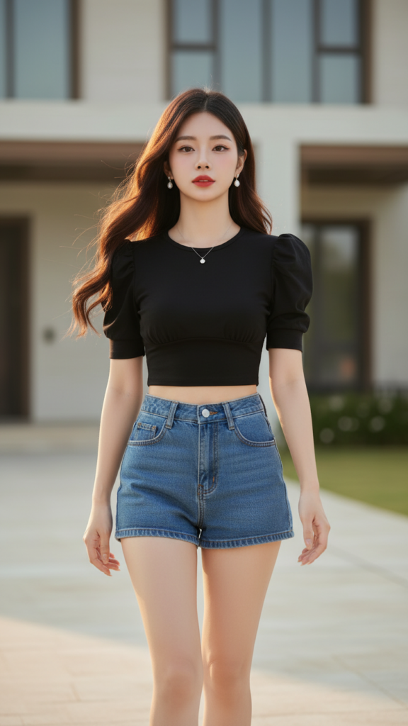 Chân dung cô gái trẻ tự tin với phong cách thời trang hiện đại tại biệt thự sang trọng