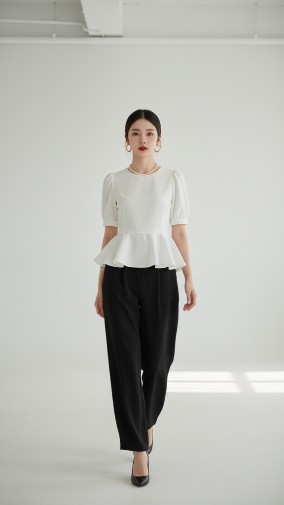 Bức chân dung thời trang trẻ trung với bộ cánh trắng đen đầy cuốn hút