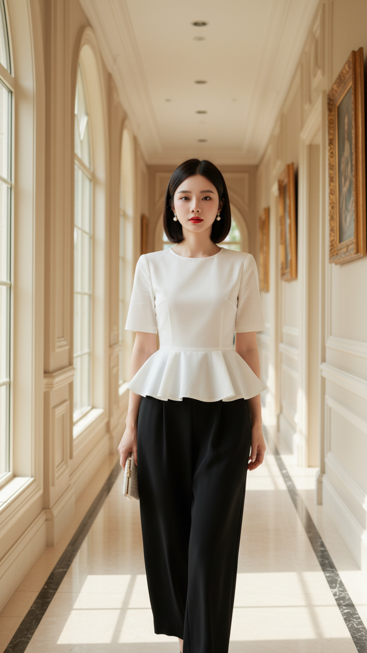 Chân dung cô gái trẻ trong bộ trang phục thanh lịch tại biệt thự sang trọng