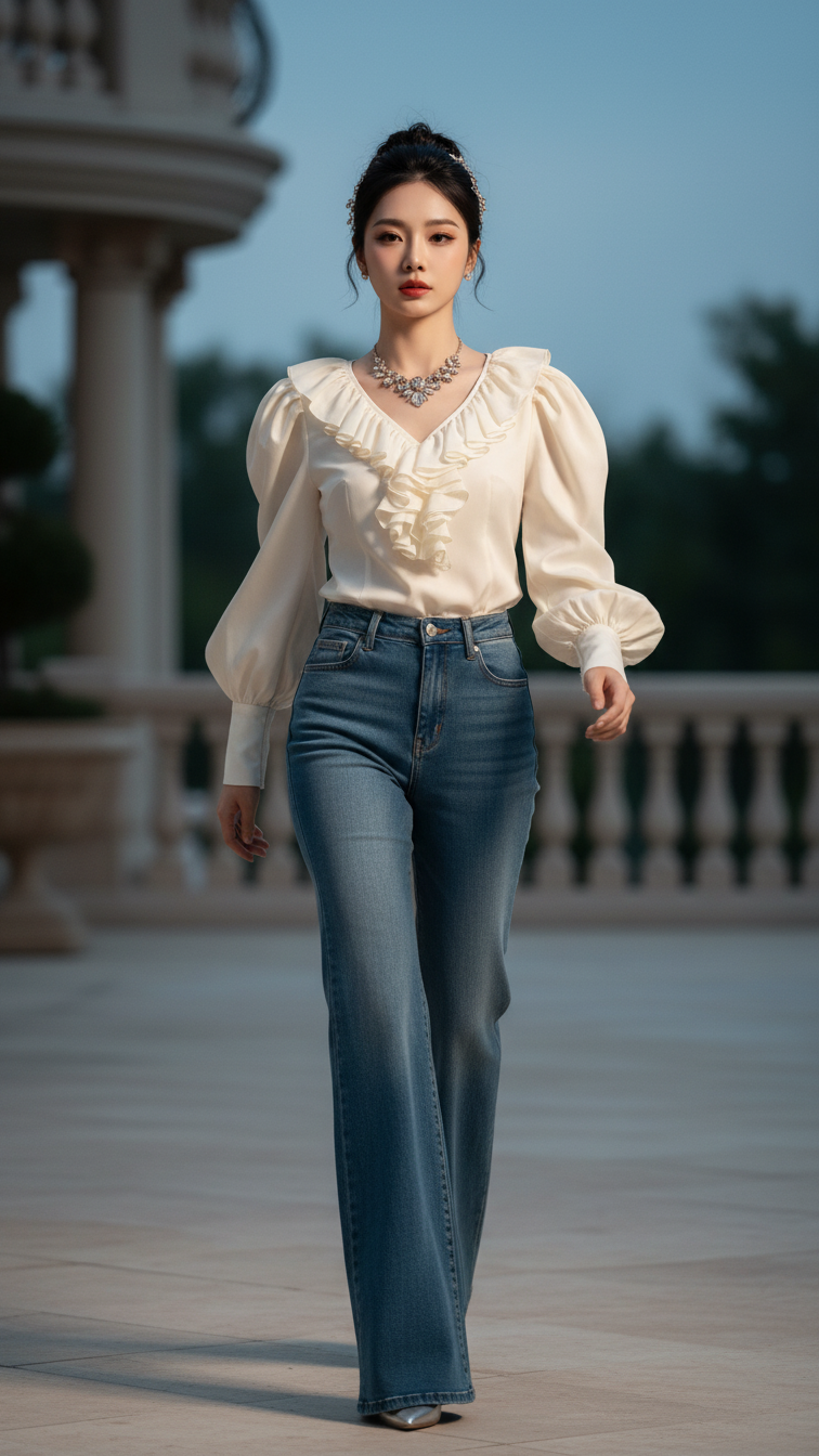 Chân dung nữ thanh lịch bên biệt thự đẹp trong ánh hoàng hôn mềm mại