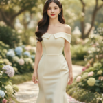 Chân dung thực tế của cô gái trẻ trong vườn hoa yêu kiều và trang nhã.