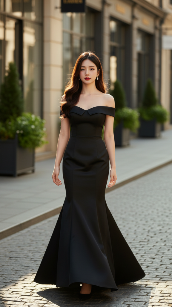 Chân dung nữ sắc sảo trong trang phục đen tuyệt đẹp giữa phố sang trọng