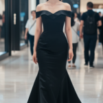 Chân dung trẻ trung tại trung tâm mua sắm sang trọng với trang phục đen quyến rũ