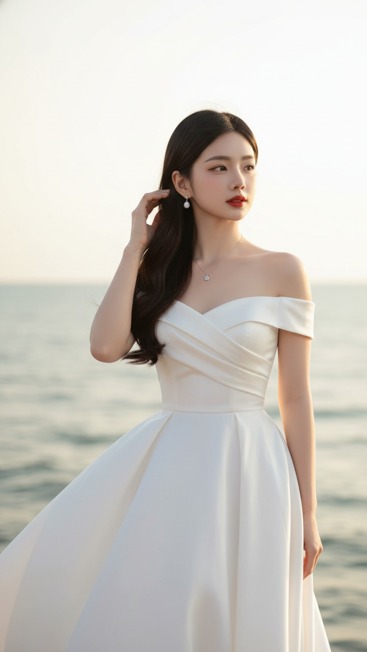 Tận hưởng vẻ đẹp thanh lịch của cô gái 18 đến 25 tuổi bên bờ biển tuyệt đẹp