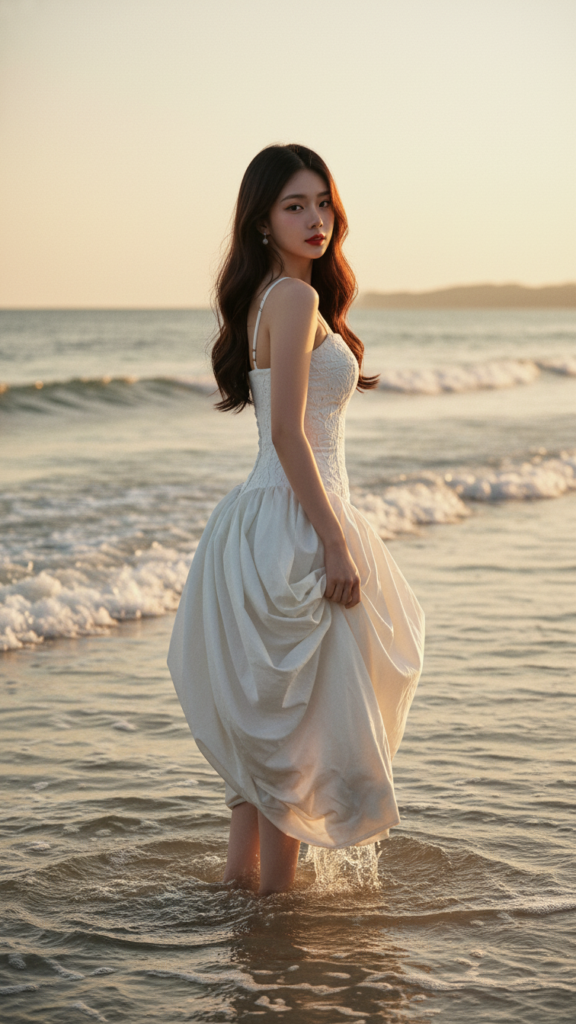 Chân dung cô gái trẻ bên bờ biển đầy cuốn hút và bí ẩn
