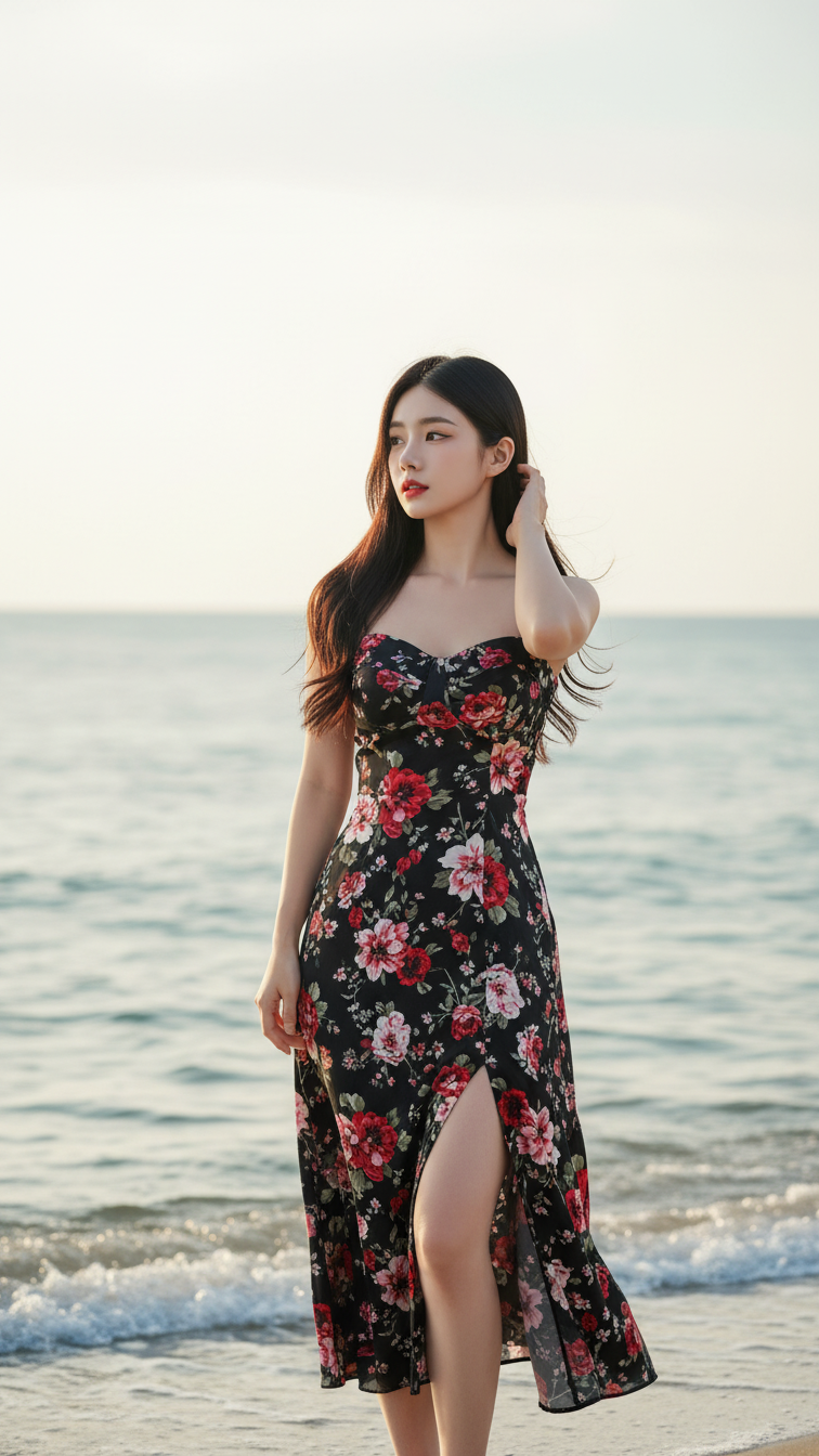 Chân dung nữ thanh lịch bên biển với phong cách tự tin và cuốn hút