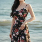 Chân dung phong cách tự tin của cô gái trẻ bên biển xanh thanh bình