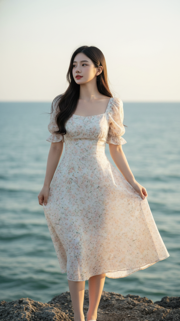 Chân dung cô gái 20 tuổi tự tin bên bờ biển với vẻ đẹp tự nhiên và thanh lịch