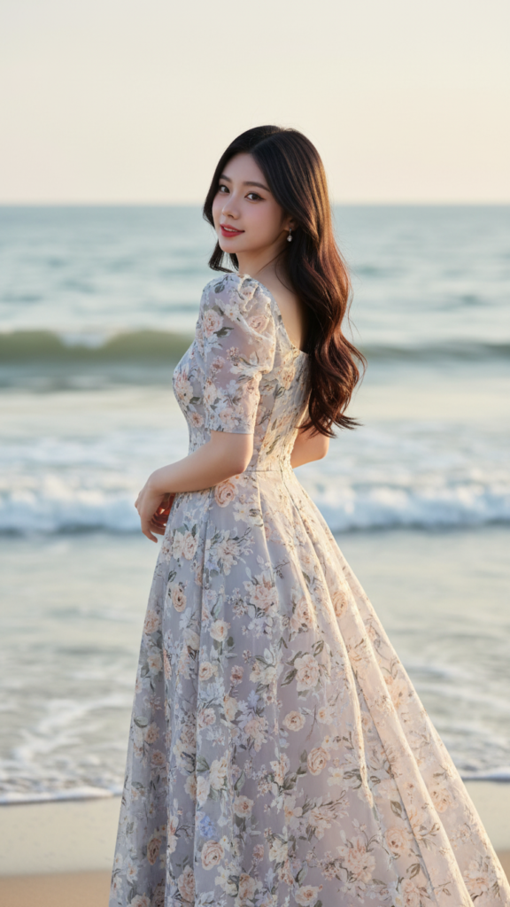 Chân dung thanh lịch của cô gái Á Đông bên bờ biển đầy sức sống và cuốn hút