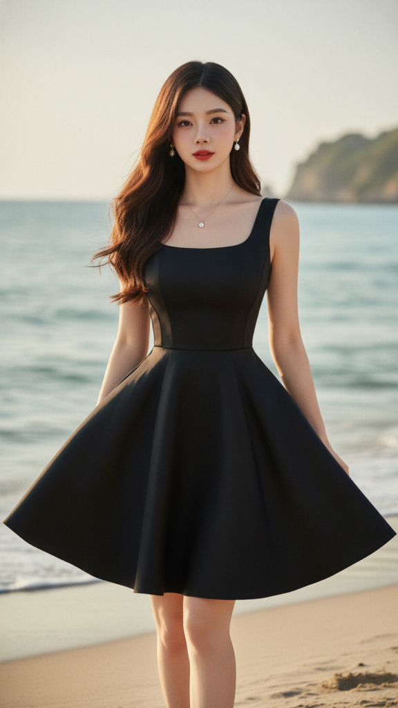 Chân dung trẻ trung đầy cuốn hút bên bờ biển với sắc nét hoàn hảo