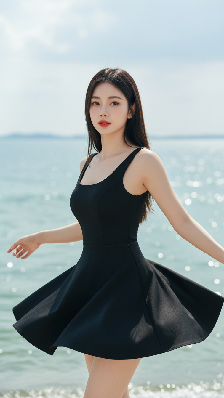 Chân dung cô gái trẻ bên biển với vẻ đẹp tự nhiên và quyến rũ