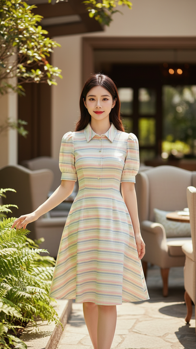 Chân dung thanh lịch của cô gái trẻ trong không gian quán cà phê sang trọng